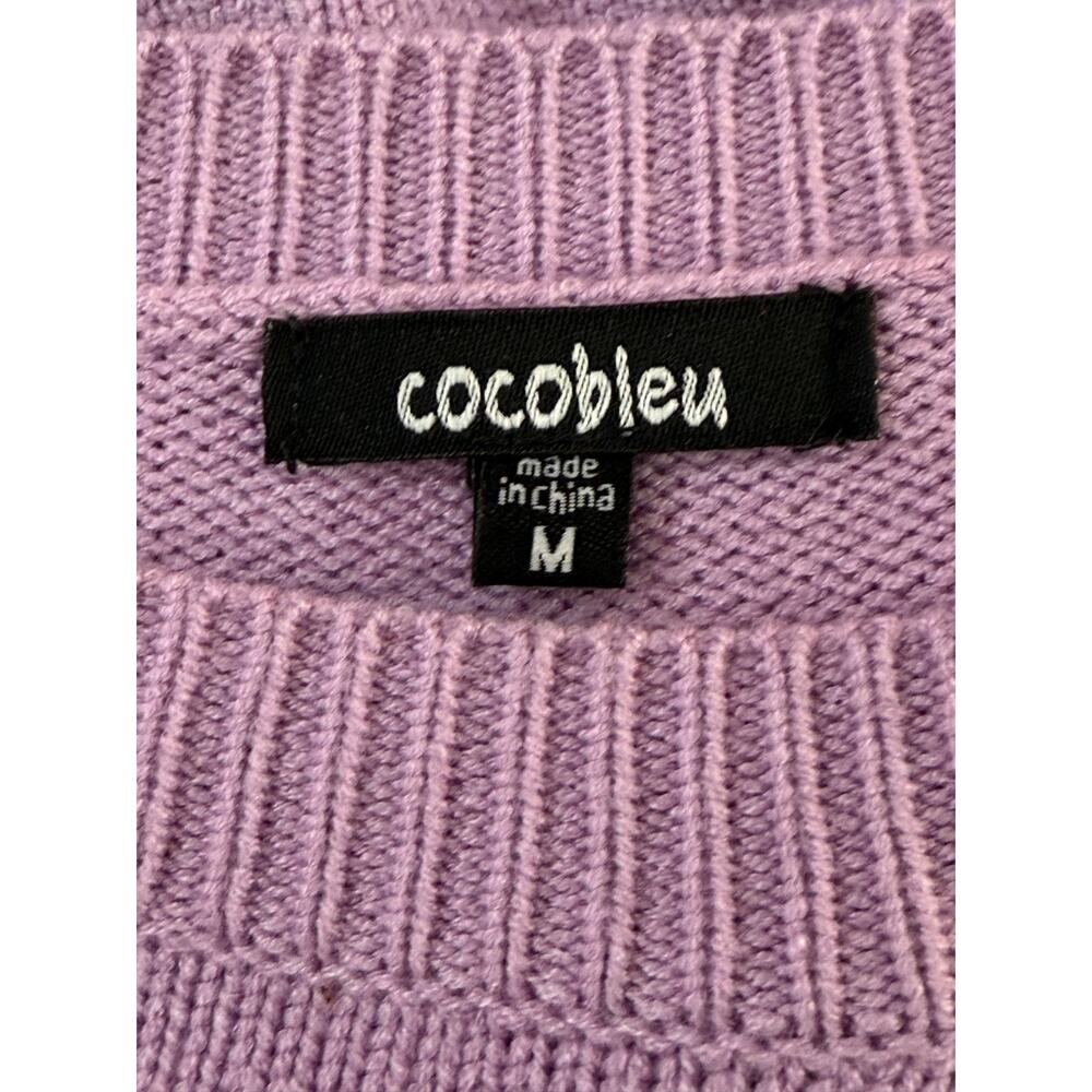 Cocobleu Lilac Purple Ruffle Knit Long Sleeve Cozy Casual Sweater Top Size M - Picture 7 of 9